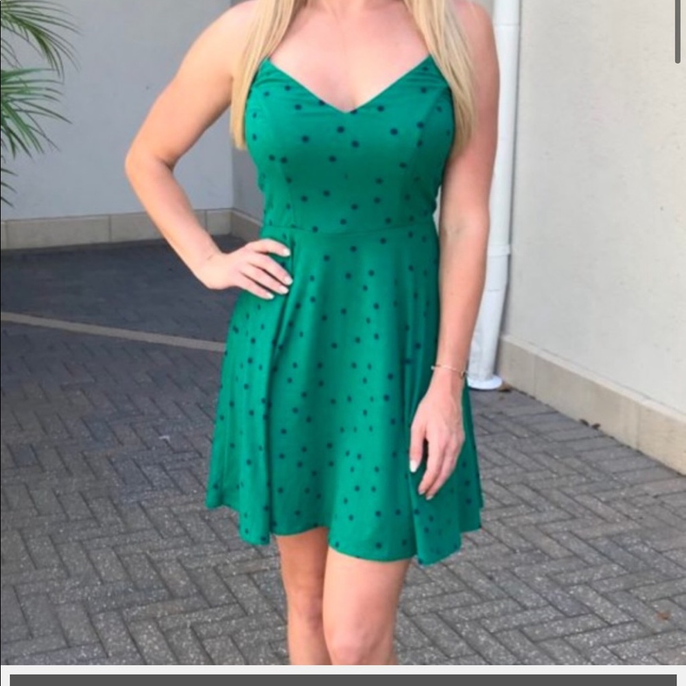 Nine Britton strapy fit&flare green polka dot